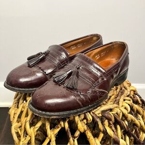 Vintage Allen Edmonds Burgundy leather Tassel Loafers Bridgeton size 9.5 D
